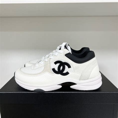 chanel leather sneakers black and white|chanel sneakers cost.